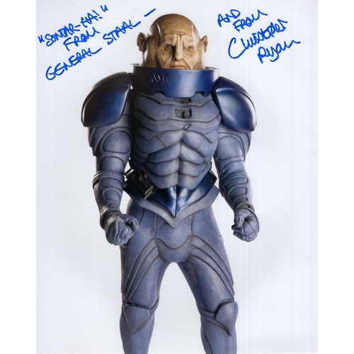 421 - Doctor Who 8x10 colour photo signed by actor Christopher Ryan as General Staal, complete with handwr... 
