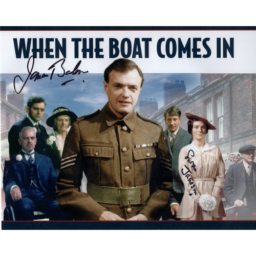431 - When the Boat Comes In gritty 1970's TV drama series colour 8x10 photo signed by actors James Bolam ... 