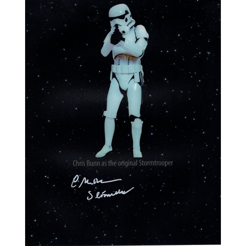446 - Star Wars movie characters series colour 8x10 photo signed by actor Chris Bunn as a Stormtrooper