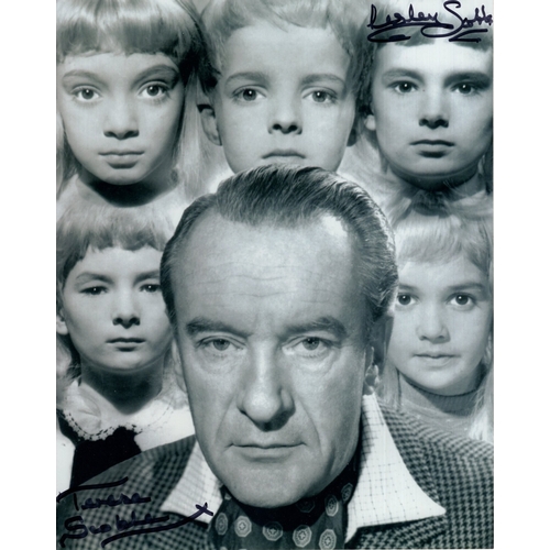 469 - Village of the Damned 8x10 B&W horror movie photo signed by twins Teri and Lesley Scoble