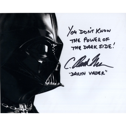 483 - Star Wars Darth Vader colour 8x10 photo signed by actor C Andrew Nelson who has added the Darth Vade... 