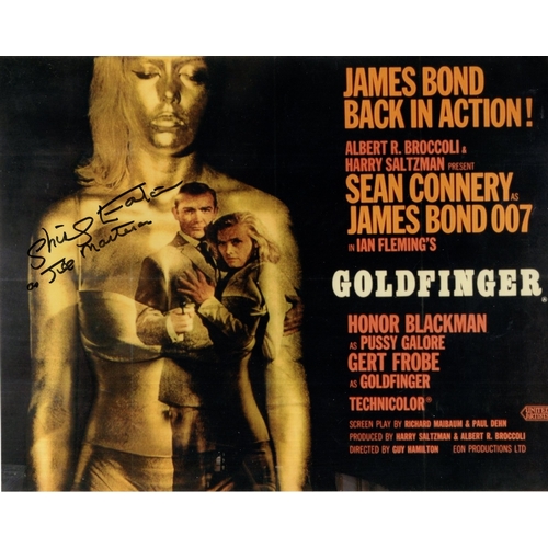 525 - 007 James Bond movie Goldfinger colour 8x10 movie poster photo signed by golden girl Shirley Eaton
