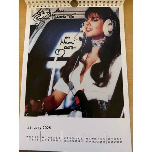 534 - James Bond 007 Caroline Munro signed 2025 Calendar, signed by 13 times by Caroline Munro to the cove... 
