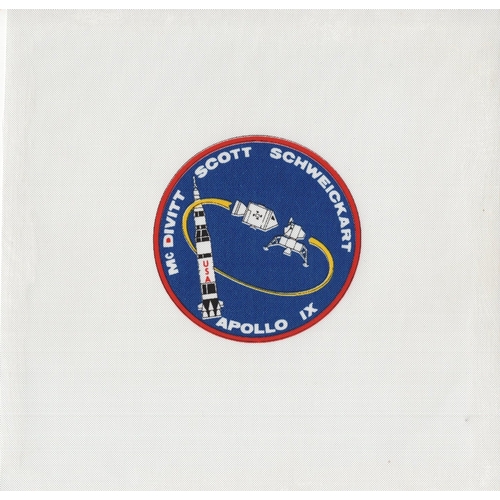 567 - Apollo 9 astronaut Jim McDivitt's personal spare Apollo 9 mission patch uncut and sent to England by... 