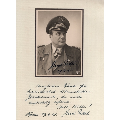 582 - Udet, Ernst signed Hoffmann postcard set about a short message from Udet dated a few months before h... 