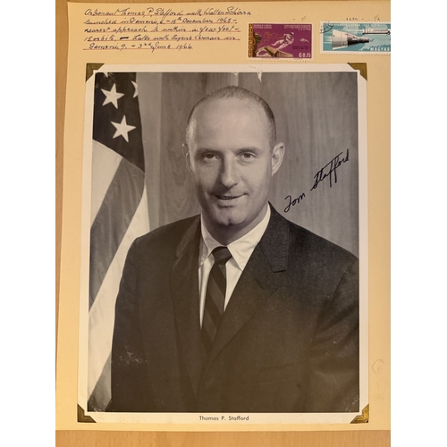 584 - NASA Apollo and Gemini astronaut Thomas P Stafford signed B&W 8x10 photo, set onto a slightly larger... 