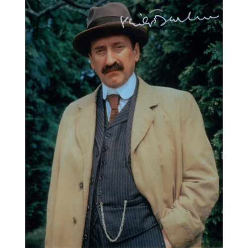 610 - Poirot, popular TV detective series colour 8x10 photo signed by actor Philip Jackson as Inspector Ja... 