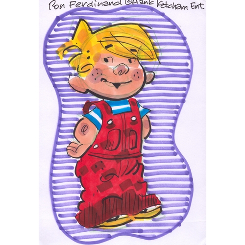 64 - Ron Ferdinand signed Dennis the Menace 8x6inch original illustration.