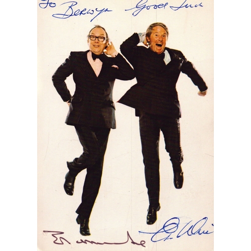 100 - Eric Morecambe and Ernie Wise signed coloured image 6x4 inch, DEDICATED.