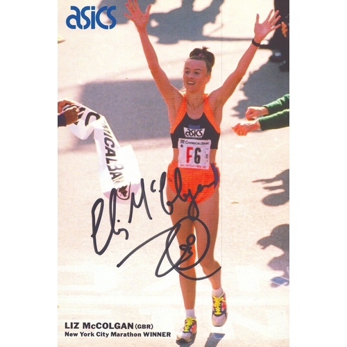 110 - Liz McColgan  signed coloured post card, 6x4 inch.