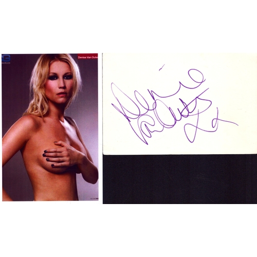 131 - Denise Van Outen signed signature piece with risqué photo.