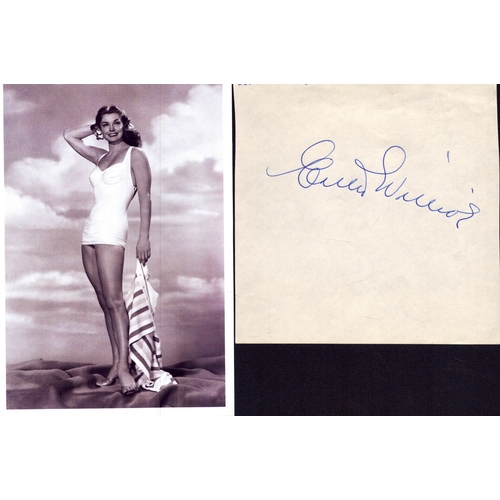 138 - Esther Williams signed signature piece with black and white photo.