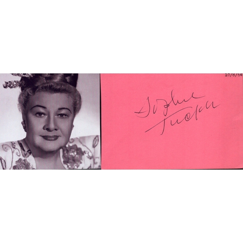 139 - Sophie Tucker signed signature piece with black and white photo.