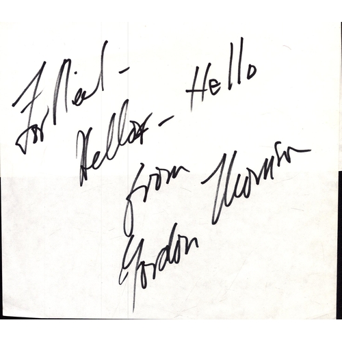 180 - Gordon Thomson signed signature piece, DEDICATED.