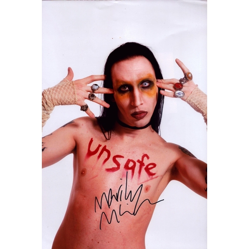 25 - Marilyn Manson signed 12x8inch colour photo.