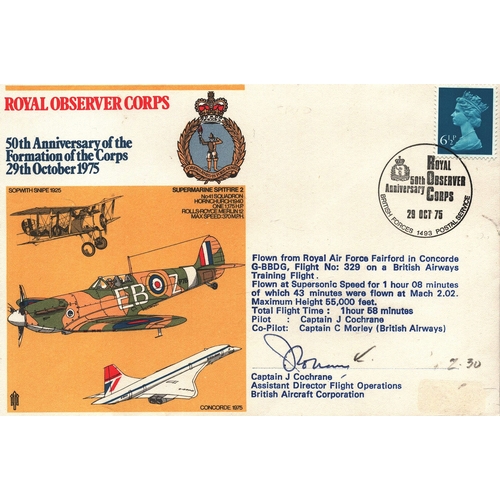258 - J Cochrane, Pilot signed FDC. Royal Observer Corps. 50th Anniversary of the Formation of the Corps 2... 