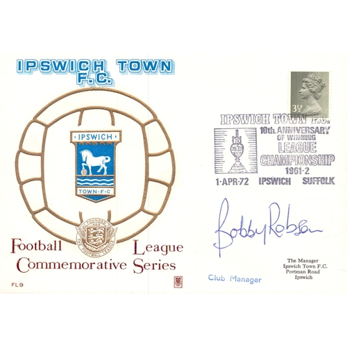 312 - Bobby Robinson signed Ipswich Town FC Football Commemorative League Series, 10th Anniversary FDC, st... 