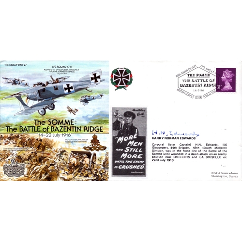 36 - Harry Norman Edwards signed FDC. The Somme The Battle of Bazentin Ridge 1916.