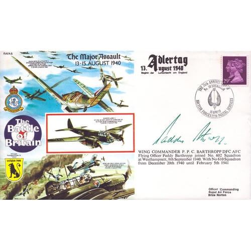 365 - Wing Commander P.P.C. Barthropp DFC Signed FDC The Major Assault 1940 date stamped 1990. Signed on r... 