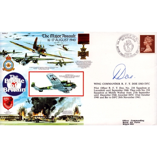 368 - Wing Commander R.F.T. Doe DSO Signed FDC The Major Assault 1940 date stamped 1990. Signed on reverse... 