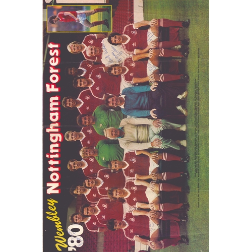 386 - Gary Mills, John O'Hare, Trevor Francis and others signed Nottingham Forest Wembley 1980, magazine p... 
