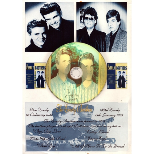 392 - The Everly Brothers, Don and Phil, signed CD Disk, attached to a collage image.