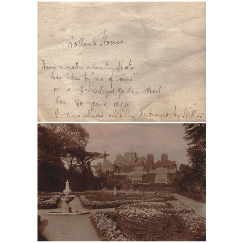 438 - A Sepia Print 6x4 inch Approx of Holland House, taken from the rear in the private gardens c1900. Ha... 
