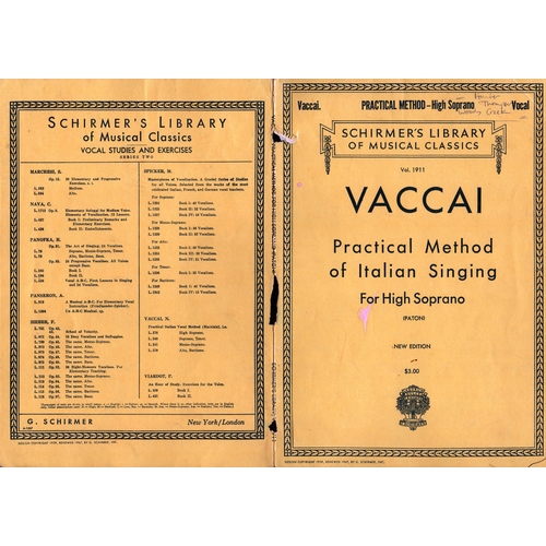 93 - Hunter Stockton Thompson signed paperback cover for  Vaccai Schirmers Library of Musical Classics. C... 