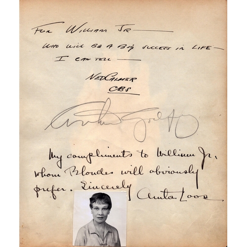 98 - Arthur Godfrey  and Anita Mult signed piece with a handwritten and signed  note from each to a Willi... 