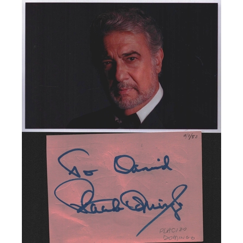 113 - Plácido Domingo signed Album page 4.5x3.25 inch Dedicated includes 6x4 inch colour photo unsigned.