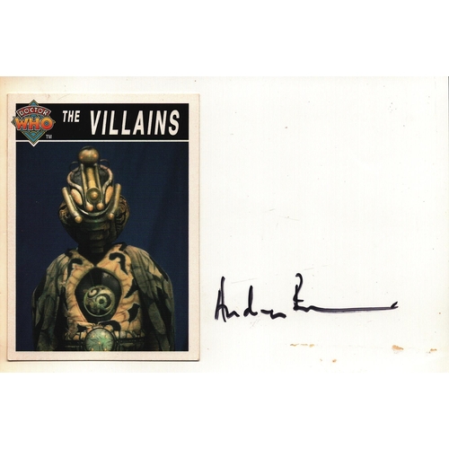 192 - Andrew Ryan signed white card 6x4 inch includes The Villains 'Doctor Who' card affixed onto white ca... 