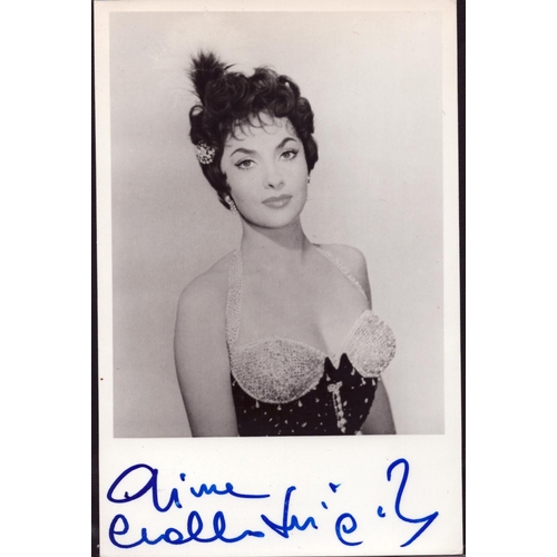 214 - Gina Lollobrigida signed black and white photo 6x4 inches approx.