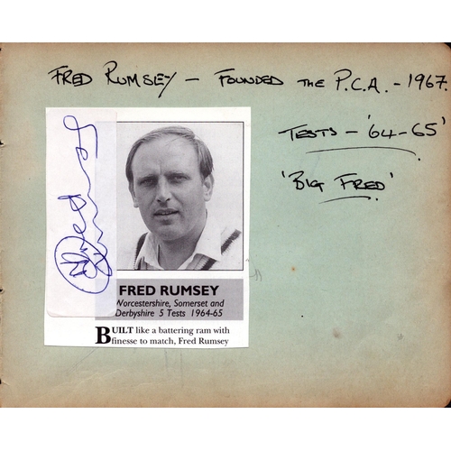 272 - Fred Rumsey Cricket Test Player signed autograph page.