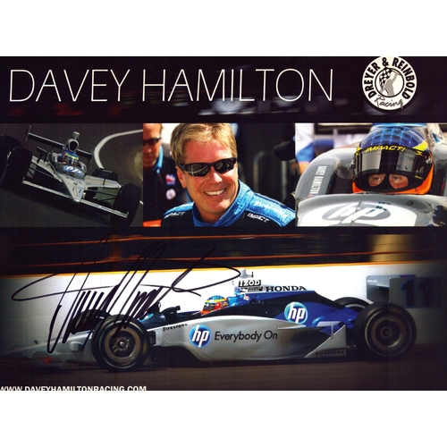 317 - Davey Hamilton signed Dreyer and Reinbold Racing promo card, 10x8inch.