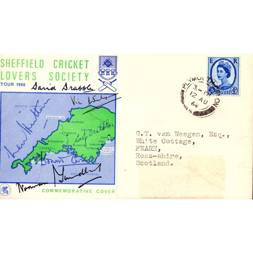 332 - Norman Yardley, David Drabble, Leonard Hutton and others signed Sheffield Cricket Lovers Society tou... 