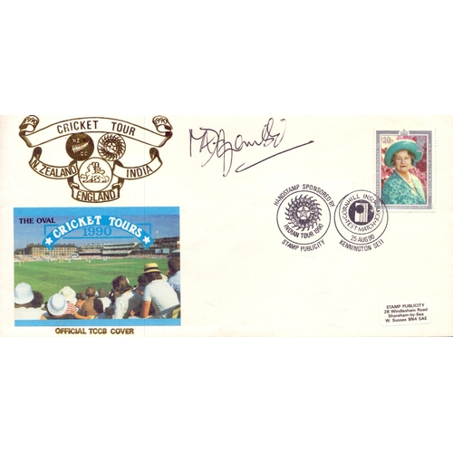 393 - Mohammed Azharuddin signed Cricket Tour N. Zealand, India and England, Tour of 1990, stamped Aug 199... 