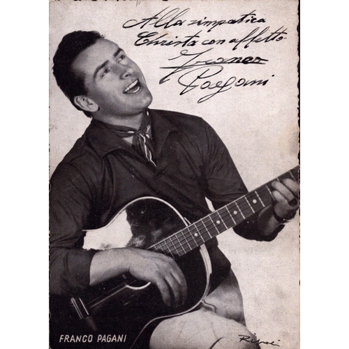 444 - Franco Pagani signed promo card black and white 6x4 inch with message.