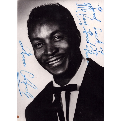 445 - Andy Anderson signed 'Andy' black and white photo card 6x4 inch, with message that reads 'good luck ... 