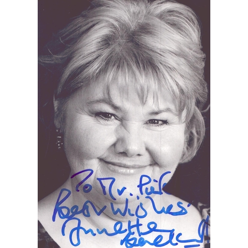 486 - Annette Badland signed and dedicated 6x4 inch  black and white photo, dedicated.