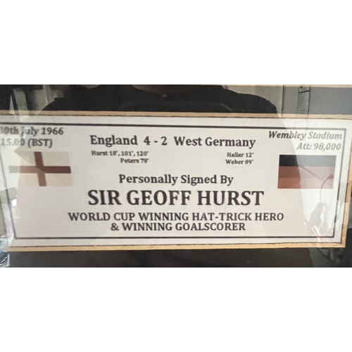451 - Sir Geoff Hurst hand signed 1966 England World Cup Winners  tribute shirt. Nicely mounted with , mat... 