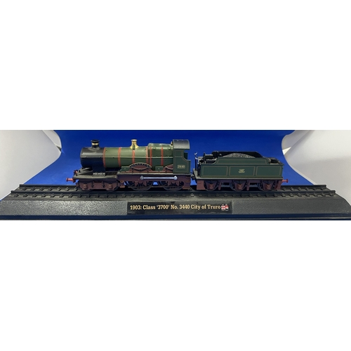 401 - 1903: Class '3700' No. 3440 City of Truro, train model on rail base.