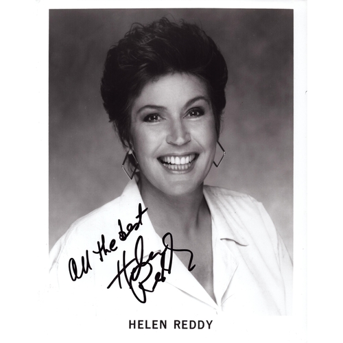 156 - Helen Reddy signed 10x8inch black and white promo photo.