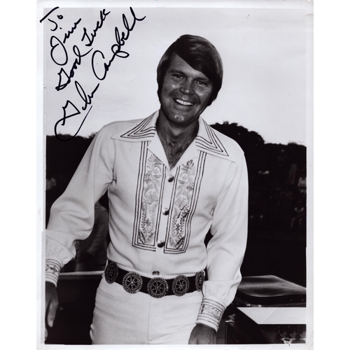 171 - Glen Campbell signed 10x8inch black and white photo. Dedicated.