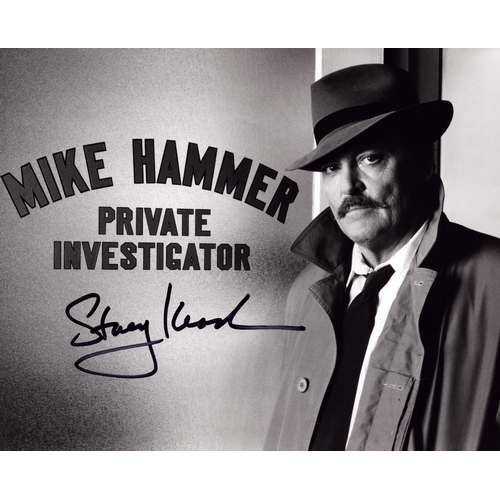 172 - Stacey Keach signed Mike Hammer 10x8inch black and white photo.