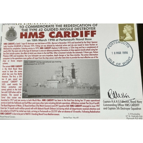 460 - Royal Navy Capt H.A.H.G. Edleston signed HMS Cardiff to comm the rededication of the type 42 guided ... 