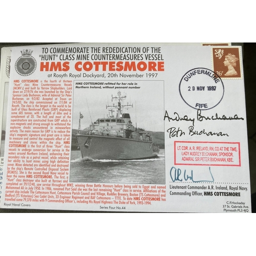 463 - Royal Navy Lt Cdr A.R. Ireland, Ad Sir Peter Buchanan and Lady Audrey Buchanan signed HMS Cottesmore... 