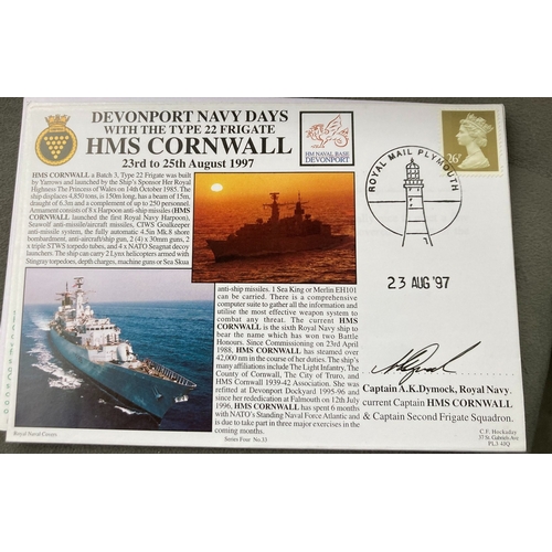 465 - Royal Navy Capt A.K. Dymock signed Devonport Navy Days HMS Cornwall 23-25 Aug 1997 Naval FDC. Single... 
