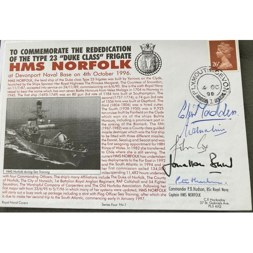 466 - Royal Navy Cdr P.D Hudson, R/Ad C.D Madden, R/Ad N.H Malim, V/Ad Sir John Cox and R/Ad J. Band signe... 