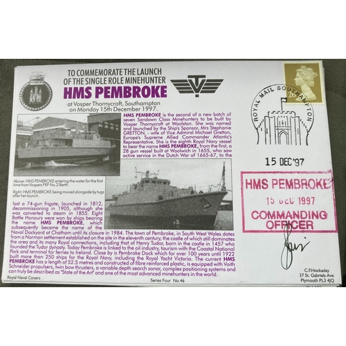 468 - Royal Navy HMS Pembroke Commanding Officer signed Comm the launch of HMS Pembroke at Southampton 15 ... 