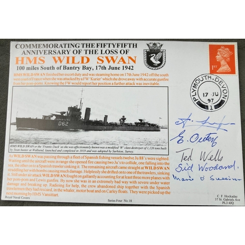 470 - Royal Navy A Leverton, E Outen, E Wells, S Woodard and Marie O'Sullivan signed 55th ann of the Loss ... 